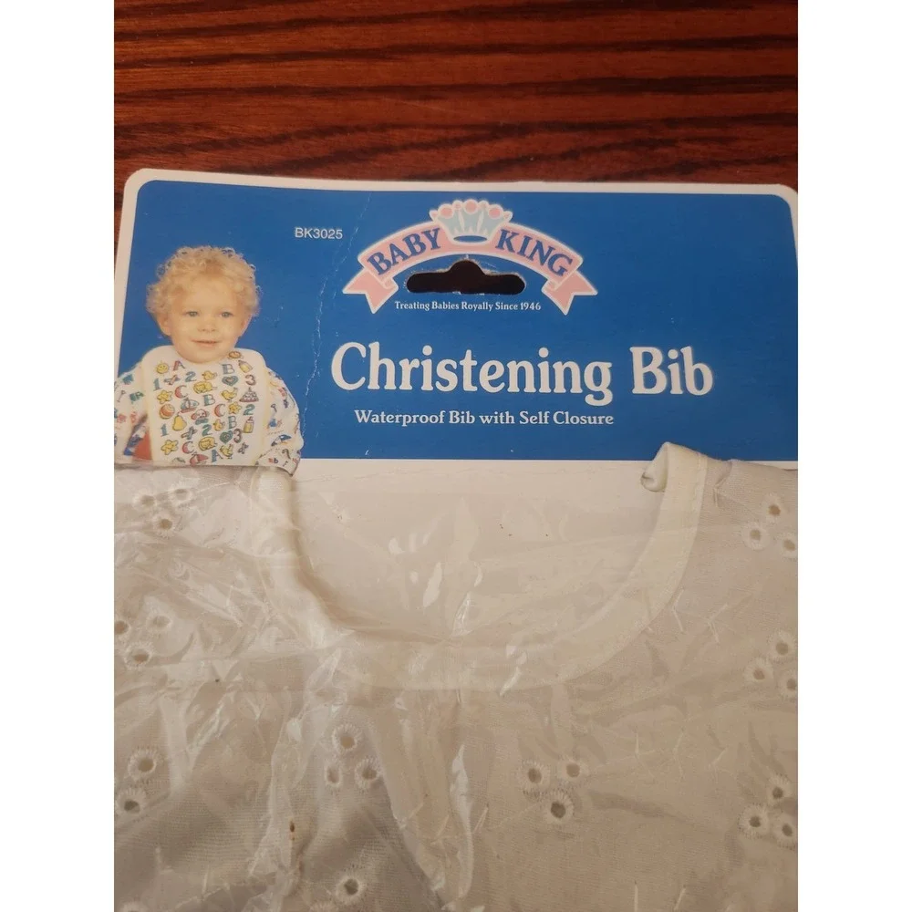Vintage Baby King Christening Bib NOS